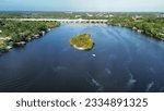 Aerial Drone view of the Alafia River in Riverview Florida
