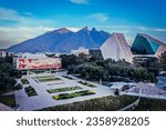 Small photo of MONTERREY, MX - Feb 06, 2022: Aerial view of the Institute of Technology and Higher Courses Monterrey, a prestigious academic institution located in Mexico