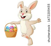 Cartoon Rabbit Holding Easter...