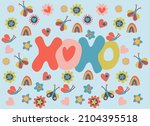 hand lettered word xoxo... | Shutterstock .eps vector #2104395518
