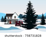 vector illustration of winter... | Shutterstock .eps vector #758731828