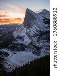 Small photo of A sunrise hike up the East End of Mount Rundle in Canmore, Canada during the Winter.
