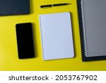 top view of blank open notebook ... | Shutterstock . vector #2053767902