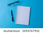 top view of blank open notebook ... | Shutterstock . vector #2053767932