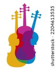 Colorful music graphic with violin.