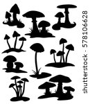 Nine Mushroom Silhouettes