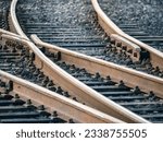 Small photo of Railway turnout with straight and diverging tacks