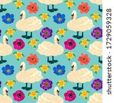 Seamless Pattern With Swans And ...