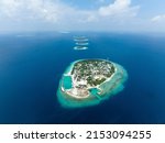 Aerial view of Kendhoo island, Baa Atoll, Maldives