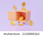 Coins Dollar Safe Box Floating...