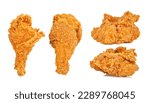 Fried chicken isolated on white ...