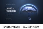 umbrella shield. low poly... | Shutterstock .eps vector #1673344825