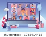 businessmen use video... | Shutterstock .eps vector #1768414418