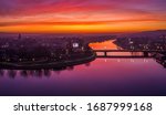 Sunset Over Vistula River In...