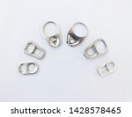 Aluminum lids,metal ring pull can on white background.
