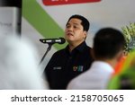 Small photo of TANGERANG, INDONESIA-MAY 2022-The State-Owned Enterprises Minister Erick Thohir gave his speech at a state event on May 21, 2022 in Tangerang.
