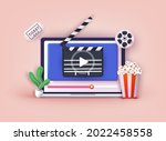 concept of online home cinema.... | Shutterstock .eps vector #2022458558