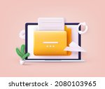 yellow folder with files. file... | Shutterstock .eps vector #2080103965