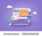computer with open pages.... | Shutterstock .eps vector #2082606028