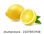 fresh lemons with leaves ... | Shutterstock .eps vector #2107851938
