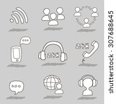 call center hand drawn icons.... | Shutterstock .eps vector #307688645