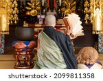 Japanese Zen Buddhist monk praying
