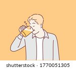 man drinking beer. hand drawn... | Shutterstock .eps vector #1770051305