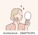 young woman looking at mirror... | Shutterstock .eps vector #1868792392