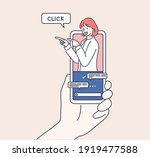 internet advertisement. hands... | Shutterstock .eps vector #1919477588