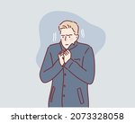 freezing and shivering man on... | Shutterstock .eps vector #2073328058