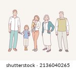 happy big family standing... | Shutterstock .eps vector #2136040265