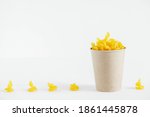yellow pasta in a disposable... | Shutterstock . vector #1861445878