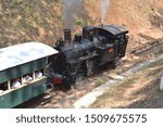 Small photo of Indonesian railway mountain tour with steam locomotive from Ambarawa to Bedono Station. September 2019. Lokomotif Uap Indonesia.