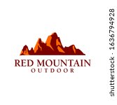 Red Mountain Rock Logo Vector