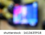 tv on the wall  blurred... | Shutterstock . vector #1613635918