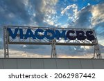 Small photo of Los Angeles - October 23, 2021: Viacom CBS building's signage in Hollywood