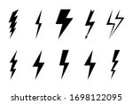 Install Lightning. Modern flat style vector illustration. Lightning bolt Lightning flash icon set. Flat style on a dark background. Vector