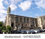 Small photo of STAMFORD. LINCOLNSHIRE. UK - AUGUST 7 2019: Browne's Hospital, a medieval almshouse on Broad Street in Stamford. Used for filming in the BBC period drama production of Middlemarch in 1994.