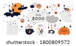 happy halloween collection with ... | Shutterstock .eps vector #1800809572