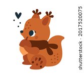 cute baby squirrel with floral... | Shutterstock .eps vector #2017520075