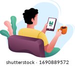 online order concept. a man is... | Shutterstock .eps vector #1690889572