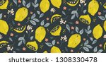 fresh summer lemon citrus fruit ... | Shutterstock .eps vector #1308330478