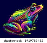 Frog. Abstract  Neon  Vector...