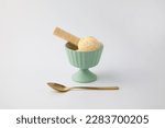 ice cream with wafer on dessert cup isolated on white background
