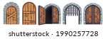 castle wooden gate vector set ... | Shutterstock .eps vector #1990257728