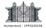 iron wrought gothic metal gate  ... | Shutterstock .eps vector #1992630248