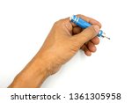 Male hand holding small screwdriver, Precision screwdriver, man hand isolated on white background