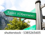 Small photo of the wooden guideboard of Konigssee lake in Bavaria German, which guide to town Salet (Obersee). Aug 6th 2011.