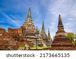Small photo of The Prang in Wat Phra Si Sanphet, which means "Temple of the Holy, Splendid Omniscient", was the holiest temple in Ayutthaya Thailand.