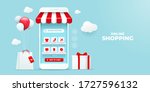 online shopping on mobile... | Shutterstock .eps vector #1727596132